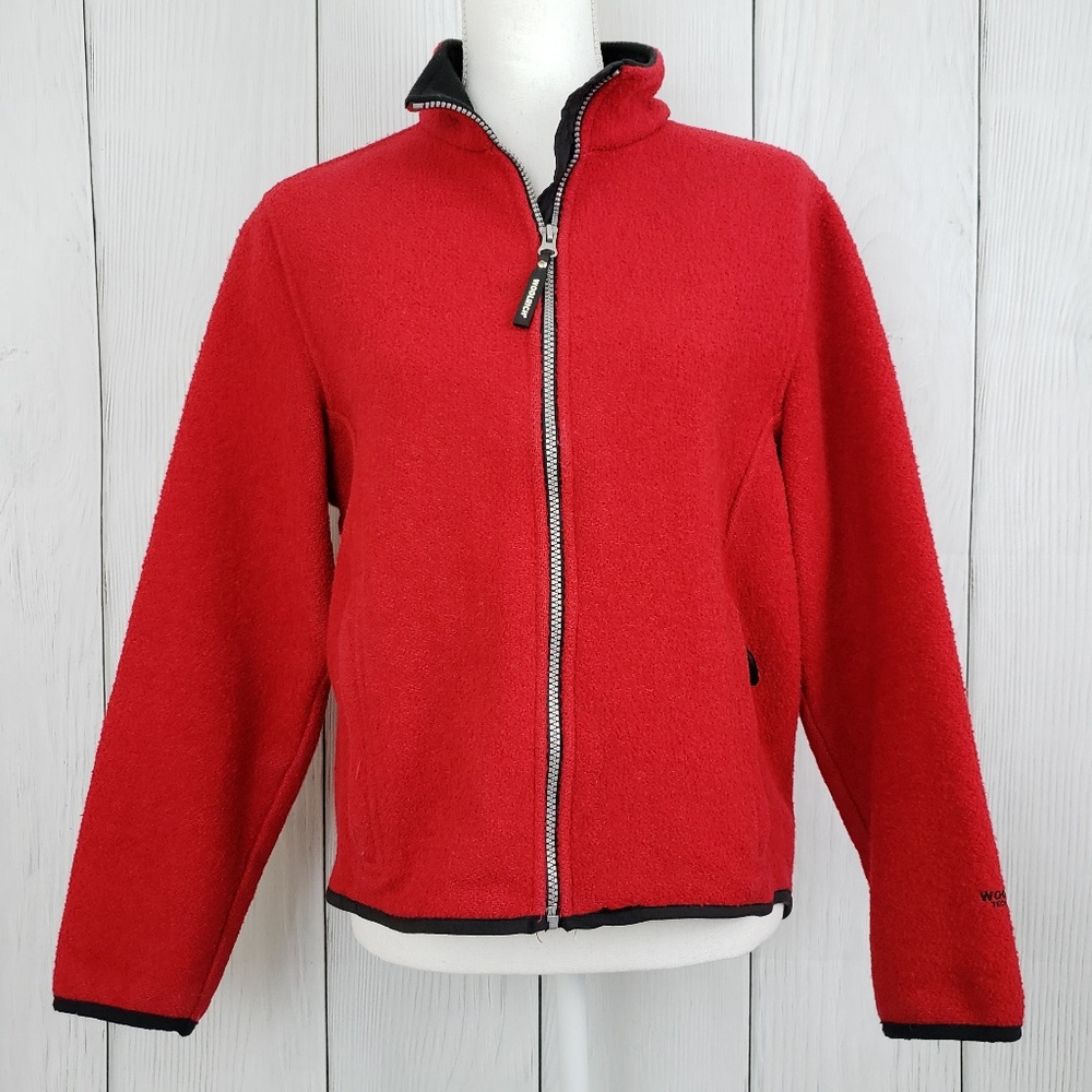Woolrich Large Red Nordic Wool Zippered Jacket